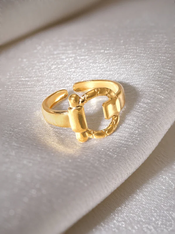 Stackable Gemstone Rings for Women in Amethyst, Sapphire, and EmeraldRubans Voguish 18K Gold Plated Stainless Steel Adjustable Buckle Ring Stackable Gemstone Rings for Women in Amethyst, Sapphire, and EmeraldRubans Voguish 18K Gold Plated Stainless Steel Adjustable Buckle Ring
