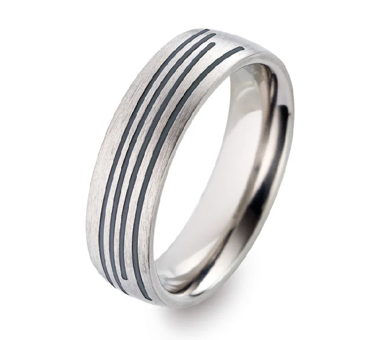 Titanium Rings with a Leather - Wrapped Shank for a Rustic Look52411-04 TeNo Titanium Ring Titanium Rings with a Leather - Wrapped Shank for a Rustic Look52411-04 TeNo Titanium Ring