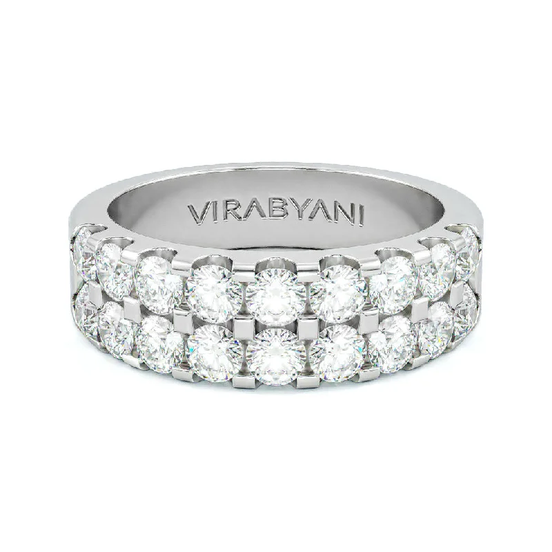 Vintage - inspired anniversary rings with milgrain edges2.00 ct. Round Diamond Wedding Band Double Row Anniversary Ring Vintage - inspired anniversary rings with milgrain edges2.00 ct. Round Diamond Wedding Band Double Row Anniversary Ring
