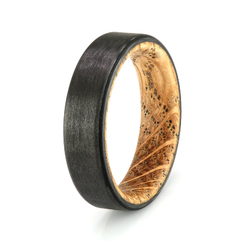 Men's diamond - encrusted engagement rings for a luxurious touchCarbon Fibre Ring 6mm with Whisky Barrel Oak Men's diamond - encrusted engagement rings for a luxurious touchCarbon Fibre Ring 6mm with Whisky Barrel Oak