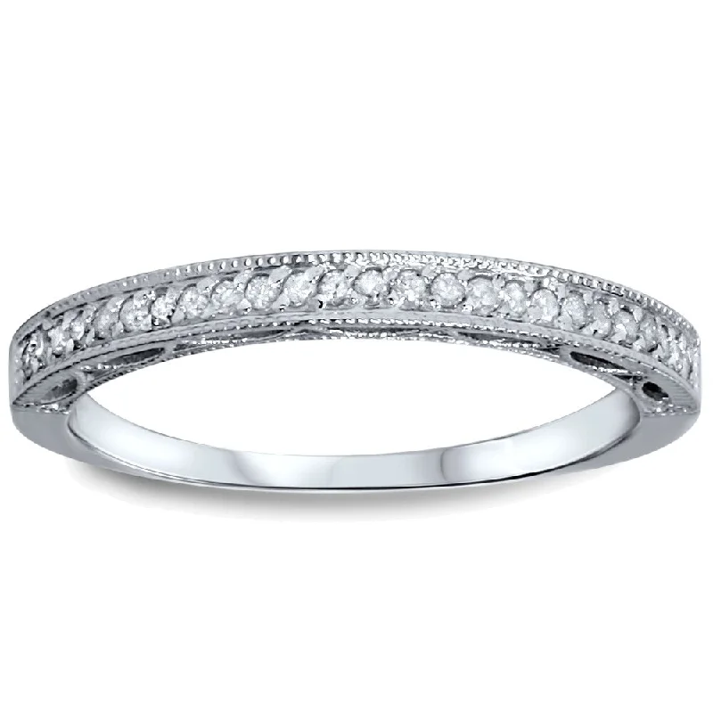 Three - Stone Women's Diamond Rings Symbolizing Past, Present, and Future with Emerald - Cut Diamonds10k White Gold 1/10ct TDW Diamond Wedding Ring with Open Gallery Details Three - Stone Women's Diamond Rings Symbolizing Past, Present, and Future with Emerald - Cut Diamonds10k White Gold 1/10ct TDW Diamond Wedding Ring with Open Gallery Details