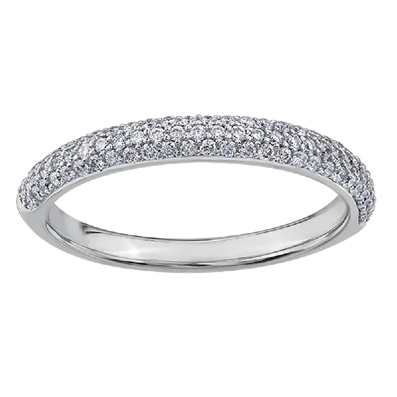 Anniversary rings with a diamond - and - mother - of - pearl combinationPavé Diamond Half-Eternity Band Anniversary rings with a diamond - and - mother - of - pearl combinationPavé Diamond Half-Eternity Band