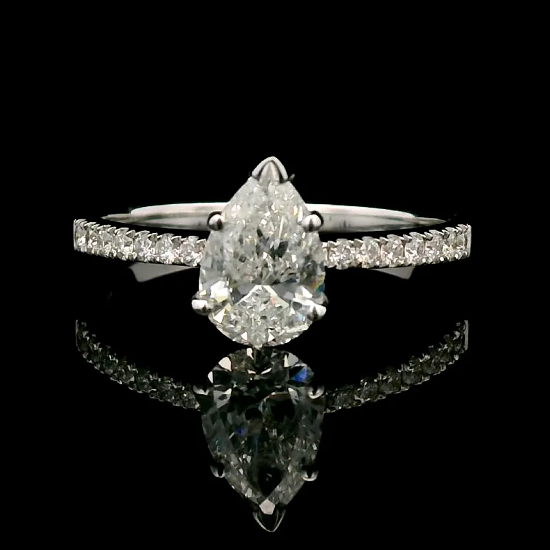 Men's Emerald Engagement Rings with 14K Yellow Gold and Vintage - Style Filigree18K Gold Engagement Ring With 1.01 Carat Pear-Shaped Diamond And Accent Diamonds. Men's Emerald Engagement Rings with 14K Yellow Gold and Vintage - Style Filigree18K Gold Engagement Ring With 1.01 Carat Pear-Shaped Diamond And Accent Diamonds.
