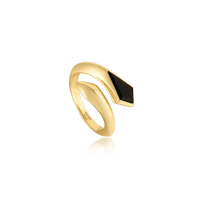 Pearl - Adorned Fashion Rings in Gold - Tone Alloy for a Sophisticated LookAnia Haie Gold Black Agate Wrap Adjustable Ring R053-03G Pearl - Adorned Fashion Rings in Gold - Tone Alloy for a Sophisticated LookAnia Haie Gold Black Agate Wrap Adjustable Ring R053-03G