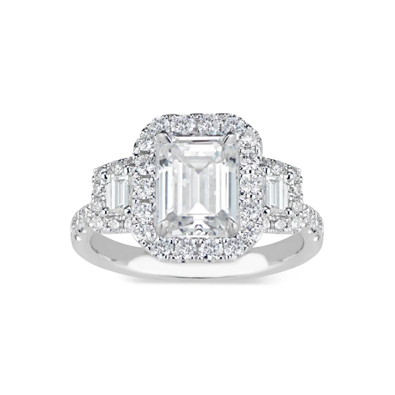 Men's Amethyst Engagement Rings in Sterling Silver with a Contemporary Geometric SettingThree-Stone Emerald-Cut Diamond Engagement Ring Men's Amethyst Engagement Rings in Sterling Silver with a Contemporary Geometric SettingThree-Stone Emerald-Cut Diamond Engagement Ring