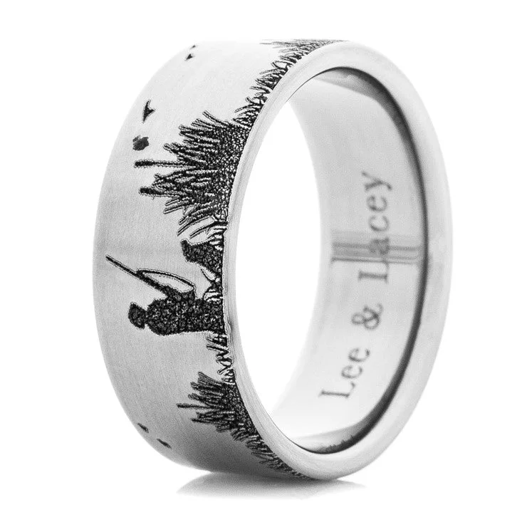 Titanium Rings with a Gemstone - Studded Bezel SettingDuck Hunter