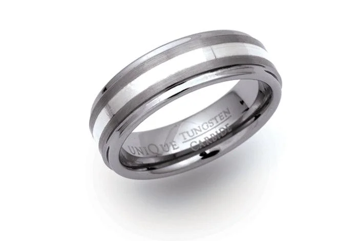 Men's magnetic rings for potential health benefitsUnique & Co Tungsten with a Silver Inlay Ring