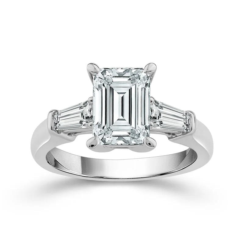 Men's Ruby Engagement Rings in Rose Gold with a Solitaire Design for a Romantic Gesture1 7/8 Ctw Lab Grown Emerald and Baguette Cut Diamond Engagement Ring Men's Ruby Engagement Rings in Rose Gold with a Solitaire Design for a Romantic Gesture1 7/8 Ctw Lab Grown Emerald and Baguette Cut Diamond Engagement Ring