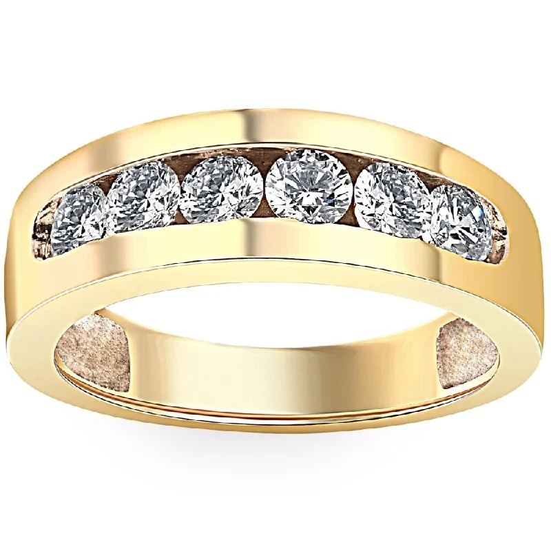 Women's Diamond Rings with Amethyst and Diamond Combinations for a Purple - Hued Elegance1ct Channel Set Diamond Ring 14K Yellow Gold Women's Diamond Rings with Amethyst and Diamond Combinations for a Purple - Hued Elegance1ct Channel Set Diamond Ring 14K Yellow Gold