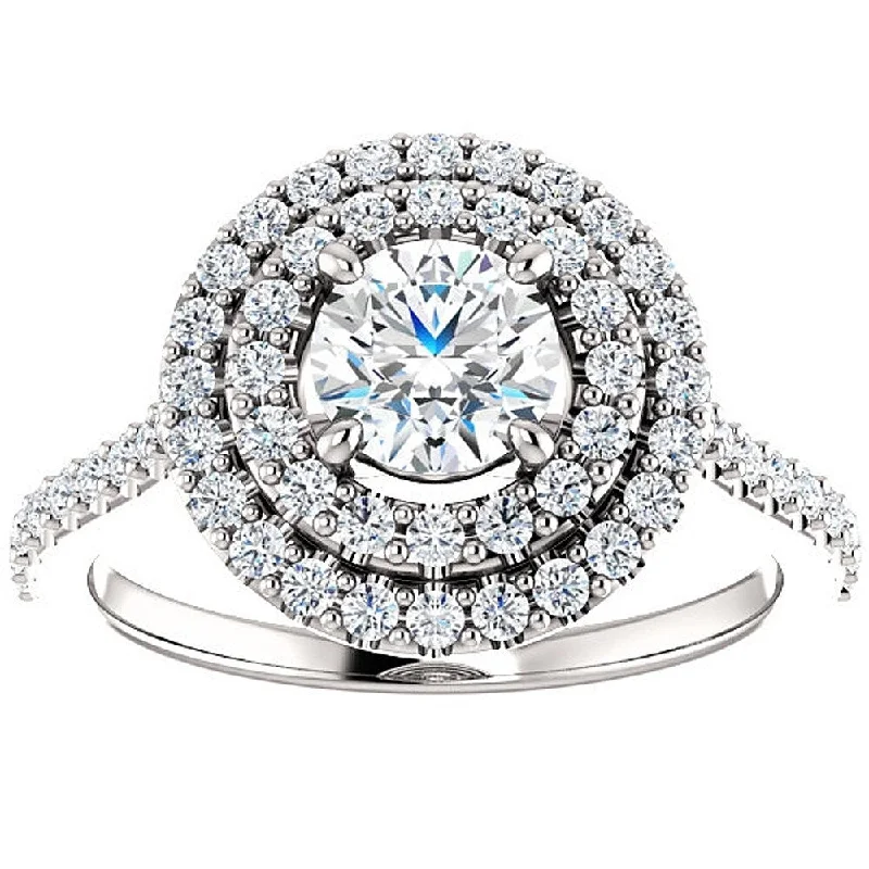 Cushion - Cut Women's Diamond Rings in Platinum with a Soft and Romantic Appearance1 Ct Diamond EX3 Lab Grown Double Halo Engagement Ring 10k White Gold (((G-H)), SI(1)-SI(2)) Cushion - Cut Women's Diamond Rings in Platinum with a Soft and Romantic Appearance1 Ct Diamond EX3 Lab Grown Double Halo Engagement Ring 10k White Gold (((G-H)), SI(1)-SI(2))