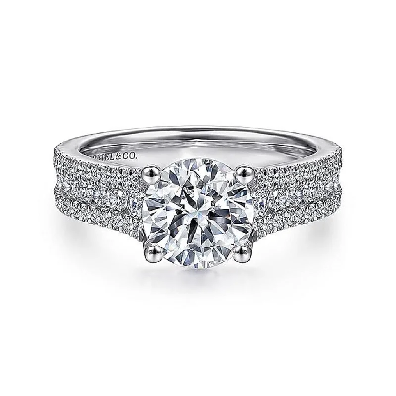 Women's Solitaire Diamond Rings with Round - Cut Diamonds and Platinum Settings for an Elegant Engagement14K White Gold 'Carver' Wide Band Round Diamond Engagement Ring Women's Solitaire Diamond Rings with Round - Cut Diamonds and Platinum Settings for an Elegant Engagement14K White Gold 'Carver' Wide Band Round Diamond Engagement Ring