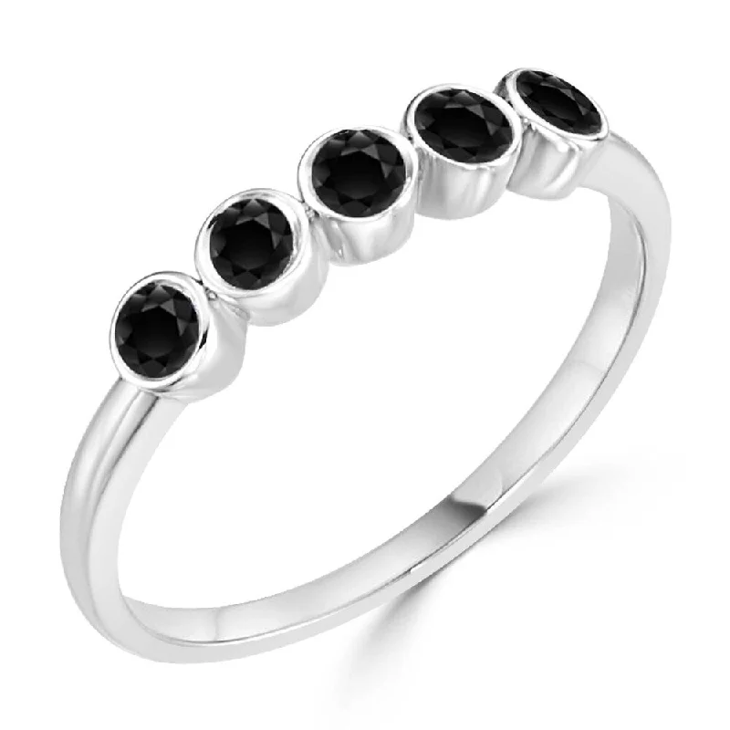 Cathedral - Style Women's Diamond Rings with a Raised Center Setting and Elaborate MetalworkAuriya 1/3ctw 5-stone Black Diamond Wedding Band 10k Gold Stackable Cathedral - Style Women's Diamond Rings with a Raised Center Setting and Elaborate MetalworkAuriya 1/3ctw 5-stone Black Diamond Wedding Band 10k Gold Stackable