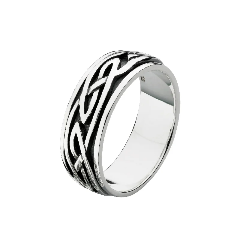 Bohemian - Style Fashion Rings with Turquoise and Silver Filigree for a Free - Spirited LookDew/Heritage Oxidised 7mm Celtic Spinning Ring 2256HP Bohemian - Style Fashion Rings with Turquoise and Silver Filigree for a Free - Spirited LookDew/Heritage Oxidised 7mm Celtic Spinning Ring 2256HP
