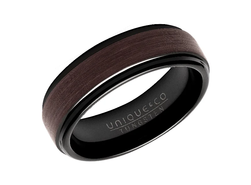 Men's laser - engraved rings with custom messagesUnique & Co 7mm Black and Brown Tungsten Ring Men's laser - engraved rings with custom messagesUnique & Co 7mm Black and Brown Tungsten Ring