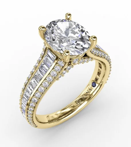 Men's Opal Engagement Rings in 10K Gold with a Milgrain - Trimmed Band14K Yellow Gold 1.07cttw VS FG Oval Diamond Semi-Mount with Baguettes & Pave Diamonds by Fana Men's Opal Engagement Rings in 10K Gold with a Milgrain - Trimmed Band14K Yellow Gold 1.07cttw VS FG Oval Diamond Semi-Mount with Baguettes & Pave Diamonds by Fana