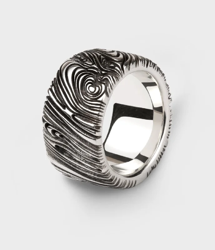 10K gold anniversary rings with a floral engraved bandInto The Woods Ring