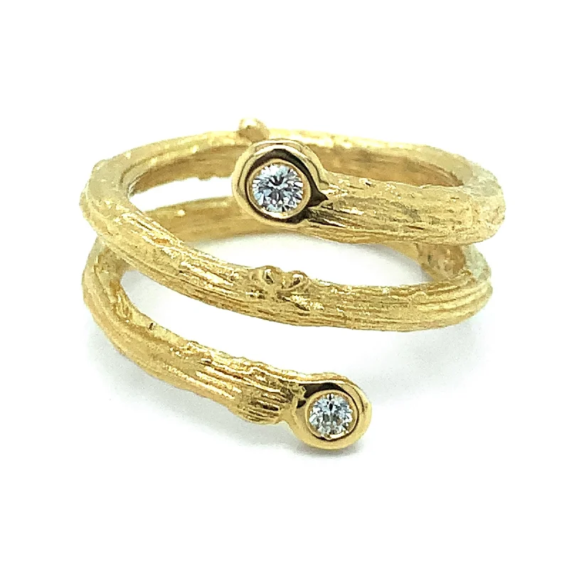 Adjustable Women's Diamond Rings with a Flexible Band for a Comfortable and Custom FitYellow Gold & Diamond Olive Branch Coil Ring- "Golden Union" Adjustable Women's Diamond Rings with a Flexible Band for a Comfortable and Custom FitYellow Gold & Diamond Olive Branch Coil Ring- "Golden Union"