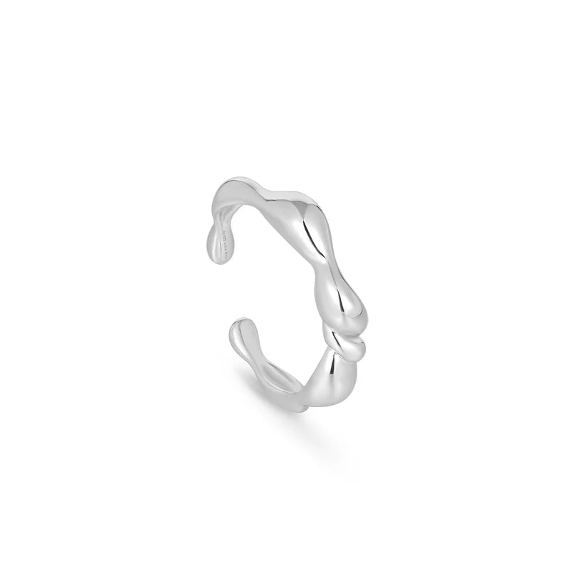 Rhinestone - Embellished Fashion Rings in Silver - Tone Metal for a Glamorous TouchAnia Haie Silver Twisted Wave Adjustable Ring R050-01H Rhinestone - Embellished Fashion Rings in Silver - Tone Metal for a Glamorous TouchAnia Haie Silver Twisted Wave Adjustable Ring R050-01H