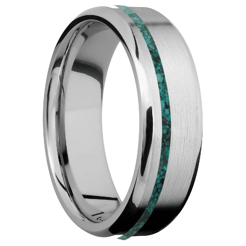 Men's meteorite - inlay rings for a cosmic touch14K White Gold + Satin , Polish Finish Men's meteorite - inlay rings for a cosmic touch14K White Gold + Satin , Polish Finish