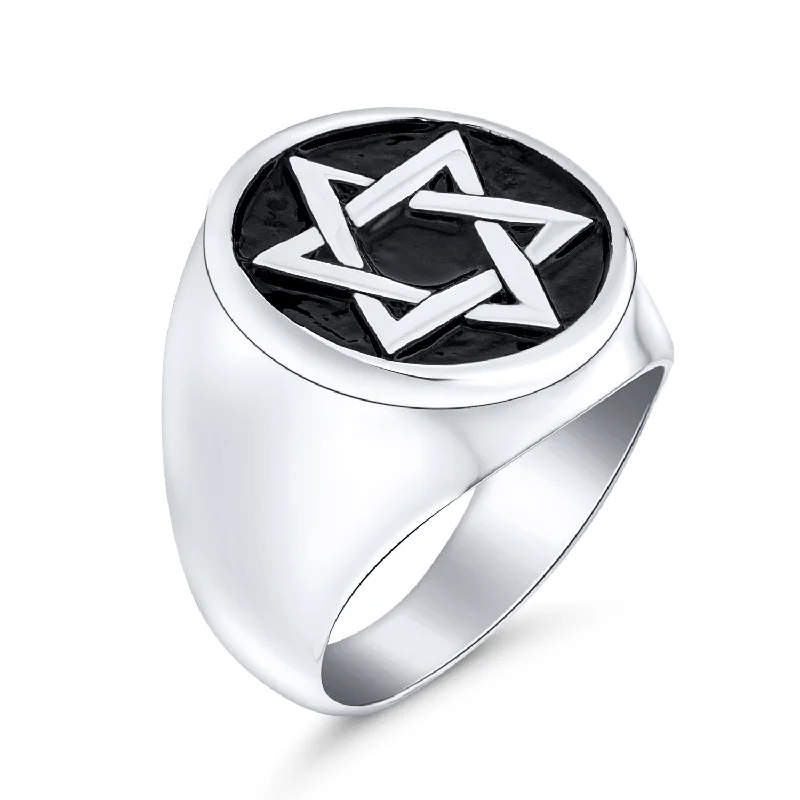 Men's shock - resistant rings for durabilityMens Stainless Steel Magen Judaic Star of David Signet Ring and Pendant Set Men's shock - resistant rings for durabilityMens Stainless Steel Magen Judaic Star of David Signet Ring and Pendant Set