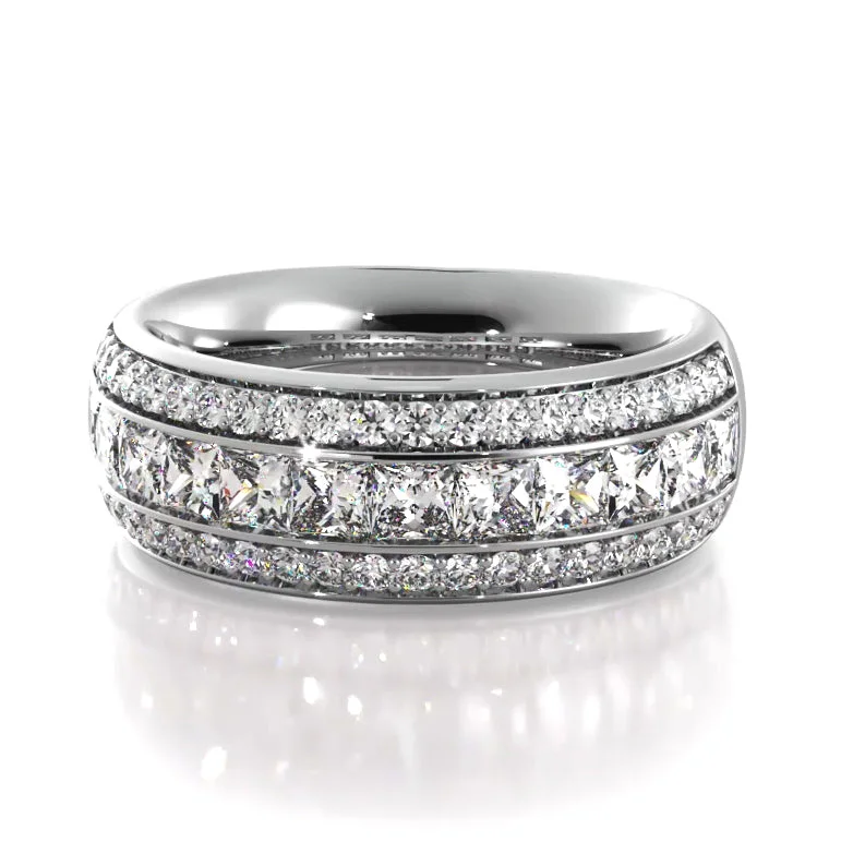 Men's tungsten anniversary rings for durability1.56 ct. Princess And Round Diamond Wedding Band