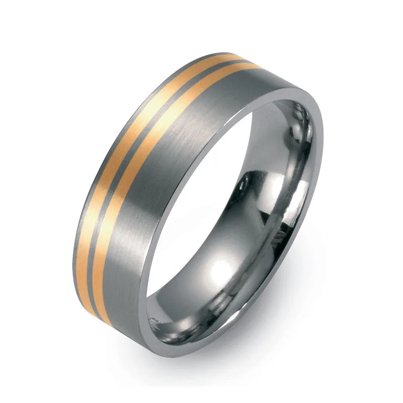 Two - Tone Titanium Rings Combining Silver and Black50958-01 TeNo Titanium Ring