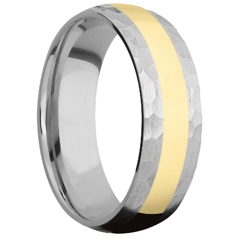 Men's tungsten carbide rings with a brushed textureTitanium + Hammer Finish