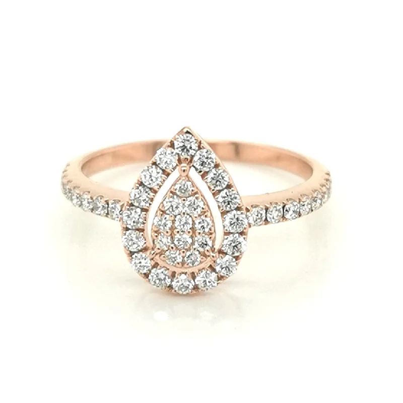 Men's Diamond Engagement Rings with Platinum Band and Halo Setting for a Luxury ProposalPear Shape Motif Cluster Set Ring In 18k Rose Gold. Men's Diamond Engagement Rings with Platinum Band and Halo Setting for a Luxury ProposalPear Shape Motif Cluster Set Ring In 18k Rose Gold.