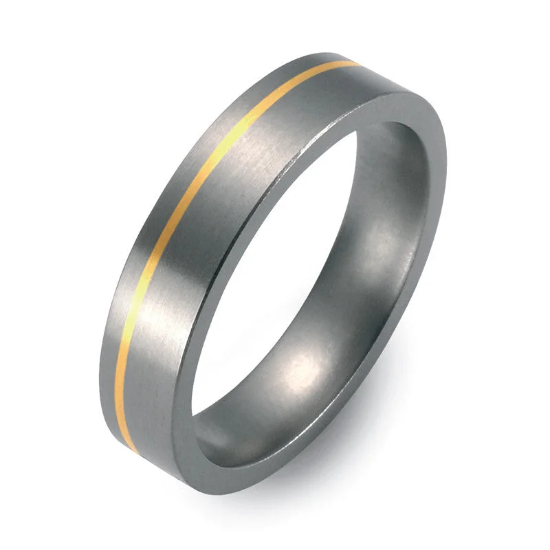 Two - Tone Titanium Rings Combining Silver and Black51017-01 TeNo Titanium Ring