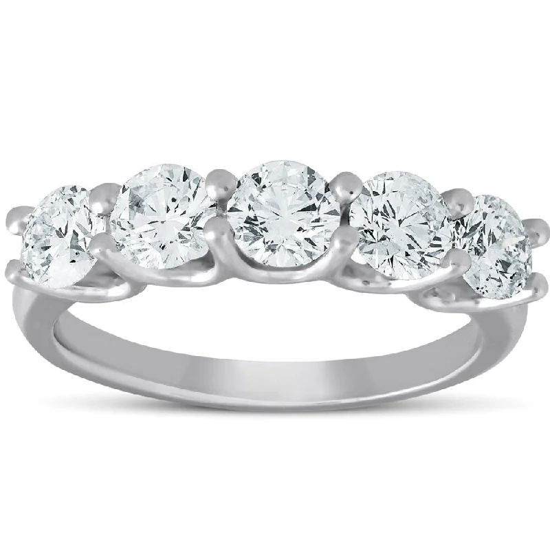 Cathedral - Style Women's Diamond Rings with a Raised Center Setting and Elaborate MetalworkPompeii3 14k White Gold 1 1/2 ct TDW Five Stone Diamond Wedding Ring Eco Friendly Lab Grown (G-H,SI1-SI2) Cathedral - Style Women's Diamond Rings with a Raised Center Setting and Elaborate MetalworkPompeii3 14k White Gold 1 1/2 ct TDW Five Stone Diamond Wedding Ring Eco Friendly Lab Grown (G-H,SI1-SI2)