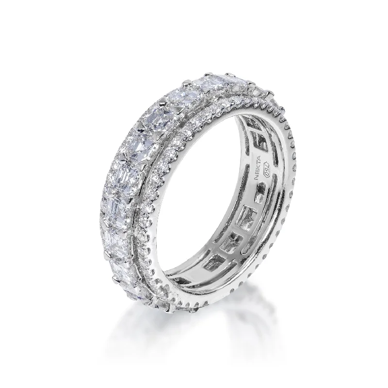 Women's Solitaire Diamond Rings with Round - Cut Diamonds and Platinum Settings for an Elegant EngagementJemma 4 Carat Asscher Cut Diamond Eternity Band 18k White Shared Prong with Micro Pave edge Women's Solitaire Diamond Rings with Round - Cut Diamonds and Platinum Settings for an Elegant EngagementJemma 4 Carat Asscher Cut Diamond Eternity Band 18k White Shared Prong with Micro Pave edge