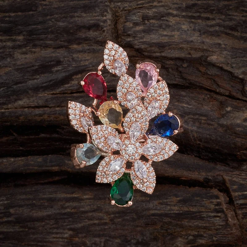 Stainless steel double finger rings with a modern edgeZircon Finger Ring 157704