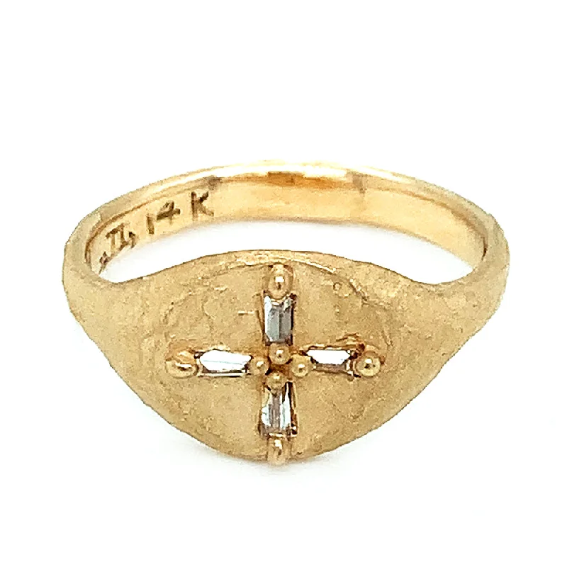 Adjustable Women's Diamond Rings with a Flexible Band for a Comfortable and Custom FitDiamond Baguette Gold Signet Ring - "Byzantium" Adjustable Women's Diamond Rings with a Flexible Band for a Comfortable and Custom FitDiamond Baguette Gold Signet Ring - "Byzantium"