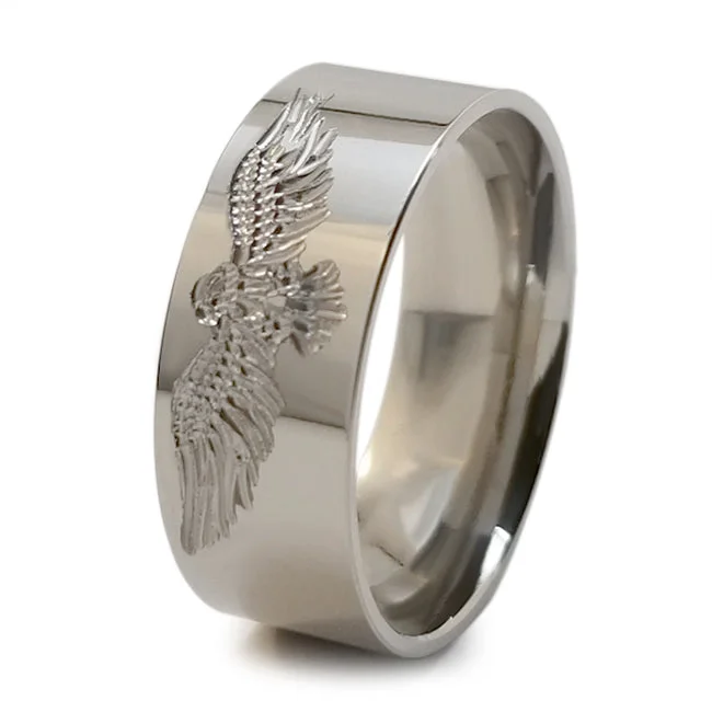 Men's tribal - print rings for a unique aestheticEagle Stealth Titanium Ring
