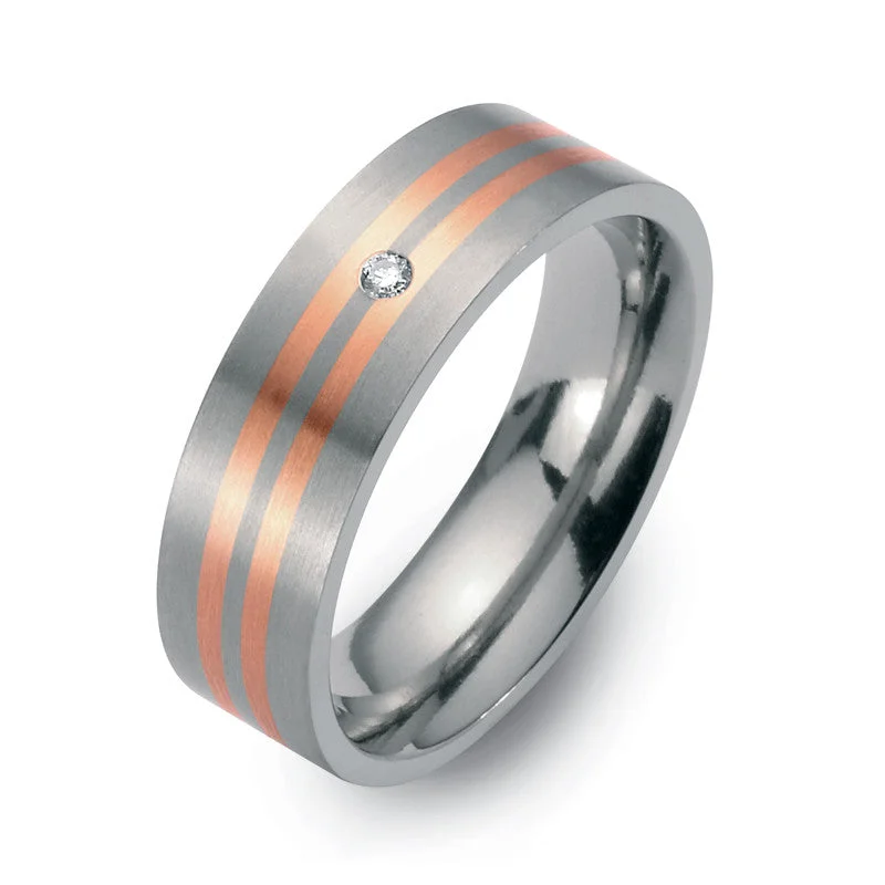 Adjustable - Size Titanium Rings to Fit Different Finger Sizes51146-02 TeNo Titanium Ring with Diamond Adjustable - Size Titanium Rings to Fit Different Finger Sizes51146-02 TeNo Titanium Ring with Diamond