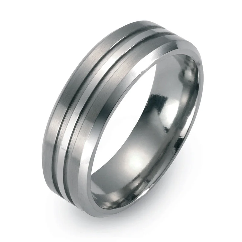 Titanium Rings with a Cubic Zirconia - Embellished Band50998-01 TeNo Titanium Ring