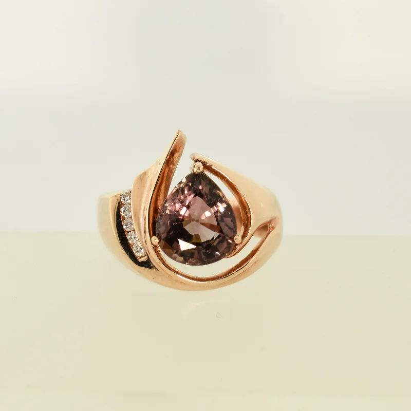 Geometric - Shaped Fashion Rings in Titanium with Iridescent InlaysRose Pink Tourmaline Ring Geometric - Shaped Fashion Rings in Titanium with Iridescent InlaysRose Pink Tourmaline Ring