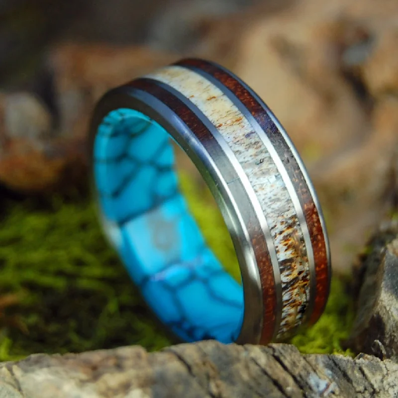 Men's waterproof rings for water - based activitiesRed Oak Moose | Men's Turquoise, Moose Antler & Titanium Wedding Ring Men's waterproof rings for water - based activitiesRed Oak Moose | Men's Turquoise, Moose Antler & Titanium Wedding Ring