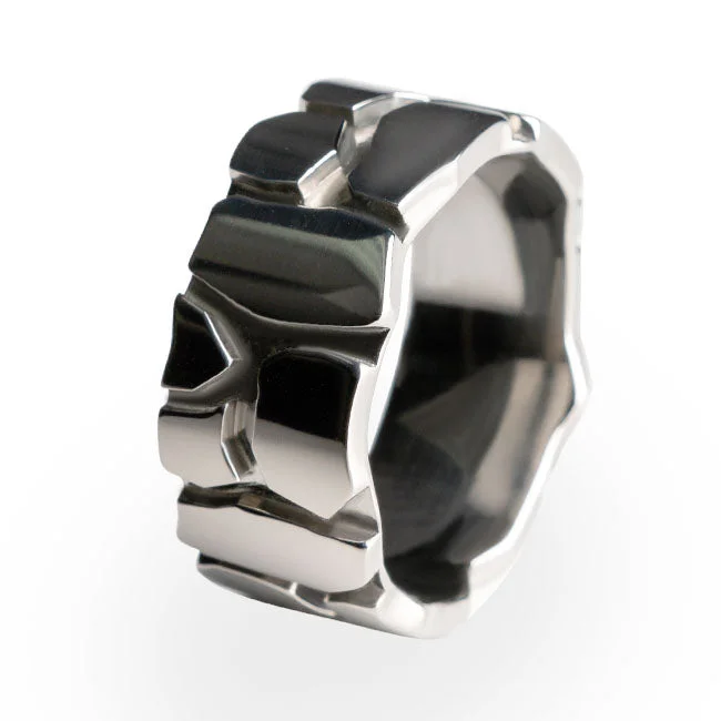 Men's classic silver wedding rings with simple bandsRocky Road Titanium Ring