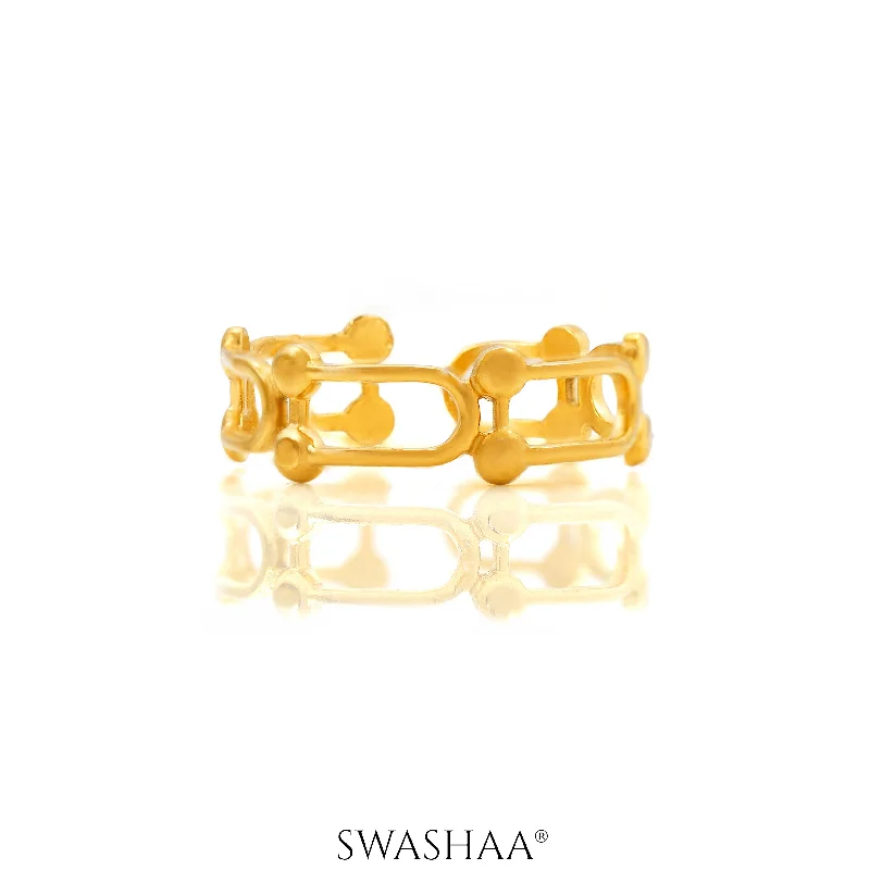 Interlocking Band Women's Rings in White Gold for a Modern DesignLevi 18K Gold Plated Ring Interlocking Band Women's Rings in White Gold for a Modern DesignLevi 18K Gold Plated Ring