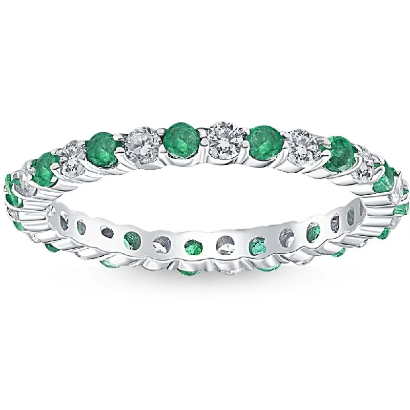 Women's Diamond Rings with Amethyst and Diamond Combinations for a Purple - Hued Elegance1 cttw Emerald & Diamond Wedding Eternity Stackable Ring 10k White Gold Women's Diamond Rings with Amethyst and Diamond Combinations for a Purple - Hued Elegance1 cttw Emerald & Diamond Wedding Eternity Stackable Ring 10k White Gold