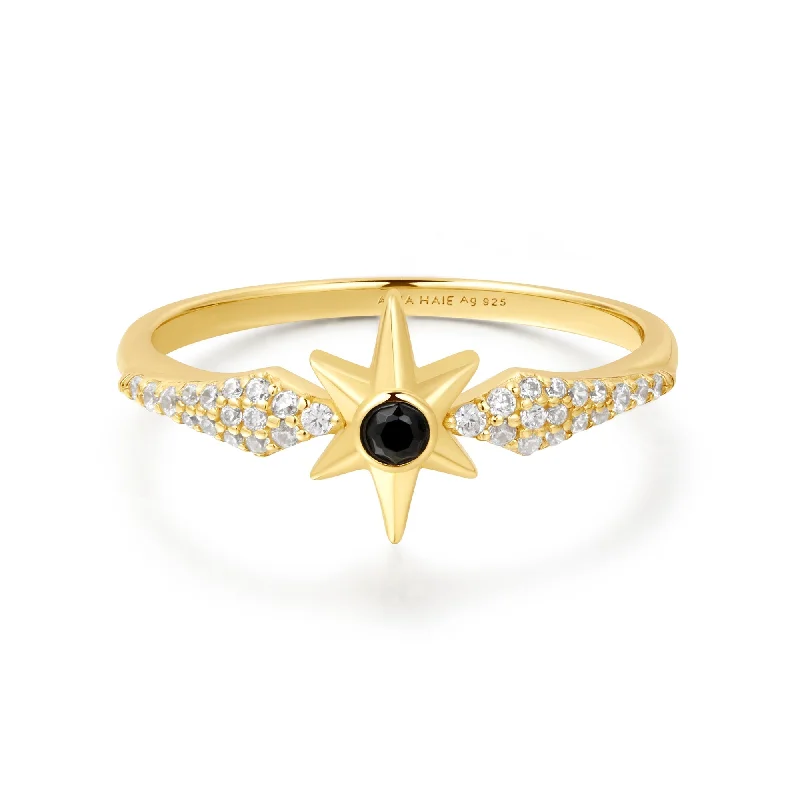 Stackable Fashion Rings in Rose - Gold Tone with Delicate Floral EngravingsAnia Haie Gold Black Onyx Star Ring R061-02G Stackable Fashion Rings in Rose - Gold Tone with Delicate Floral EngravingsAnia Haie Gold Black Onyx Star Ring R061-02G