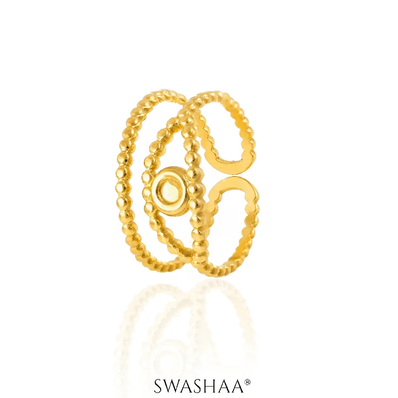 Magnetic Clasp Women's Rings for Easy Wearing and RemovalBarkha Eye 18K Gold Plated Ring