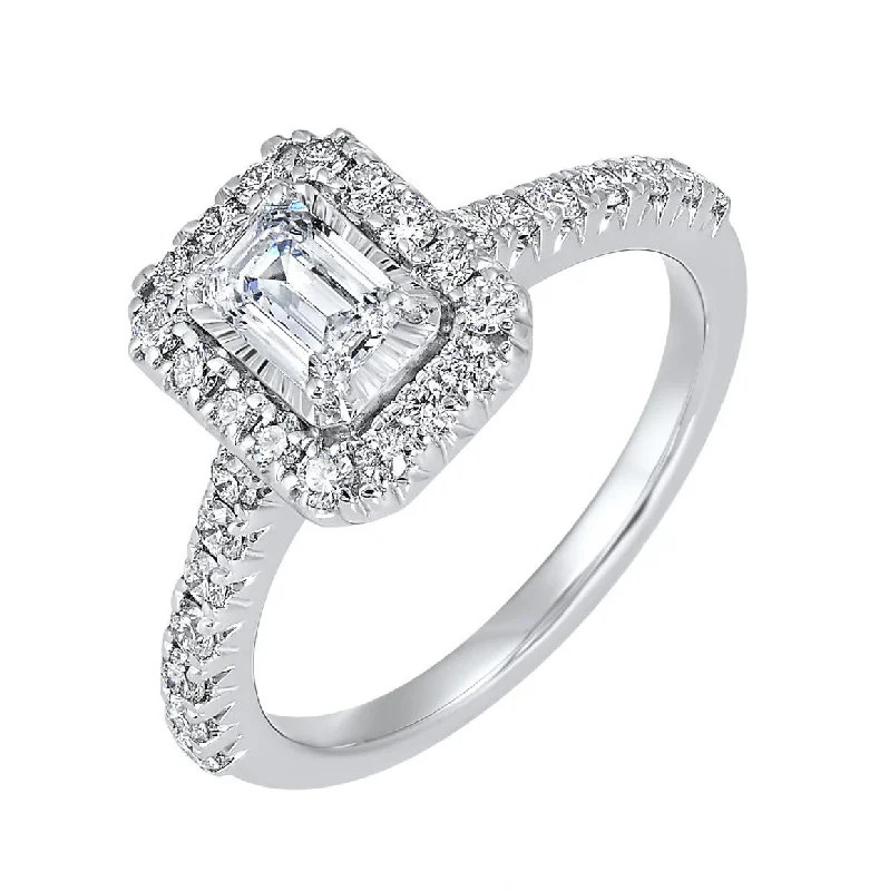 Men's Diamond Engagement Rings with Platinum Band and Halo Setting for a Luxury Proposal14K White Gold 0.50ct Emerald Center & 0.50cttw Diamond Halo Engagement Ring Men's Diamond Engagement Rings with Platinum Band and Halo Setting for a Luxury Proposal14K White Gold 0.50ct Emerald Center & 0.50cttw Diamond Halo Engagement Ring