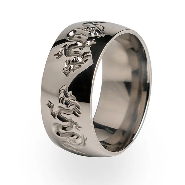 Men's ruby - adorned rings for a bold red colorLiung Dome Titanium Ring