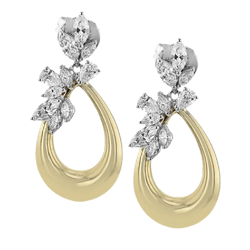 Simon G. 18Kyw Diamond Pear Vine Drop Earrings