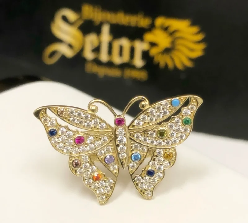 Floral - Patterned Women's Rings in 18K Yellow Gold for a Feminine LookButterfly ring Floral - Patterned Women's Rings in 18K Yellow Gold for a Feminine LookButterfly ring