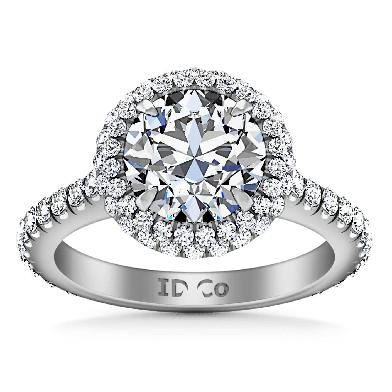 Women's Rings with Hidden Compartments for Secret KeepsakesRound Diamond Halo Engagement Ring Blossom 14K White Gold Women's Rings with Hidden Compartments for Secret KeepsakesRound Diamond Halo Engagement Ring Blossom 14K White Gold