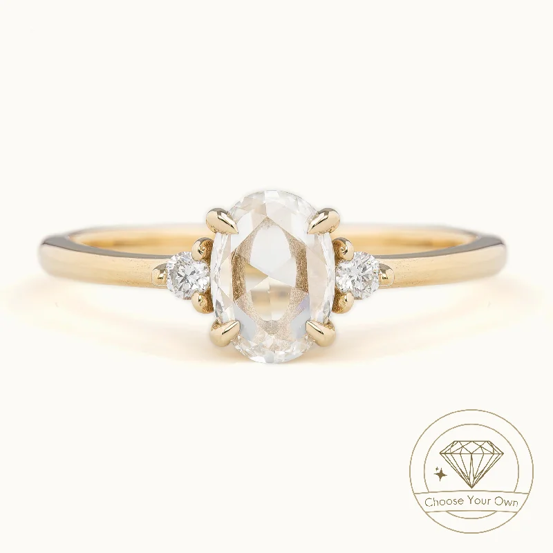 Heart - Shaped Women's Diamond Rings in Rose Gold for a Romantic and Symbolic GiftEmilie Ring, Oval Rose Cut Diamond Heart - Shaped Women's Diamond Rings in Rose Gold for a Romantic and Symbolic GiftEmilie Ring, Oval Rose Cut Diamond