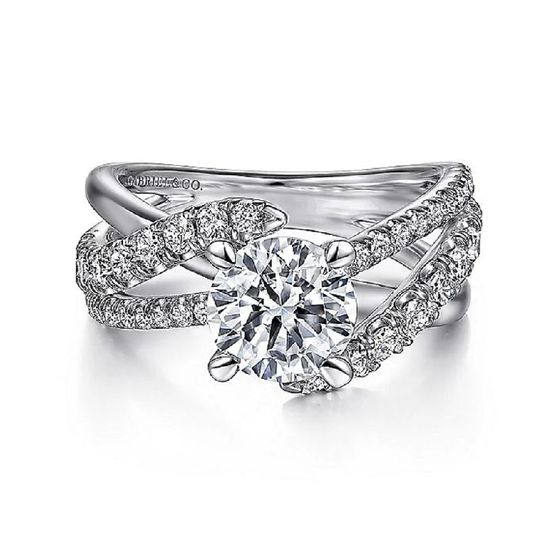 Halo - Style Women's Diamond Rings with a Center Diamond Surrounded by Smaller Diamonds in 18K Gold14K White Gold 'Zaira' Twist Round Diamond Engagement Ring Halo - Style Women's Diamond Rings with a Center Diamond Surrounded by Smaller Diamonds in 18K Gold14K White Gold 'Zaira' Twist Round Diamond Engagement Ring